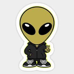 Space Alien Extraterrestrial Peace Hand Sign (Yellow) Sticker